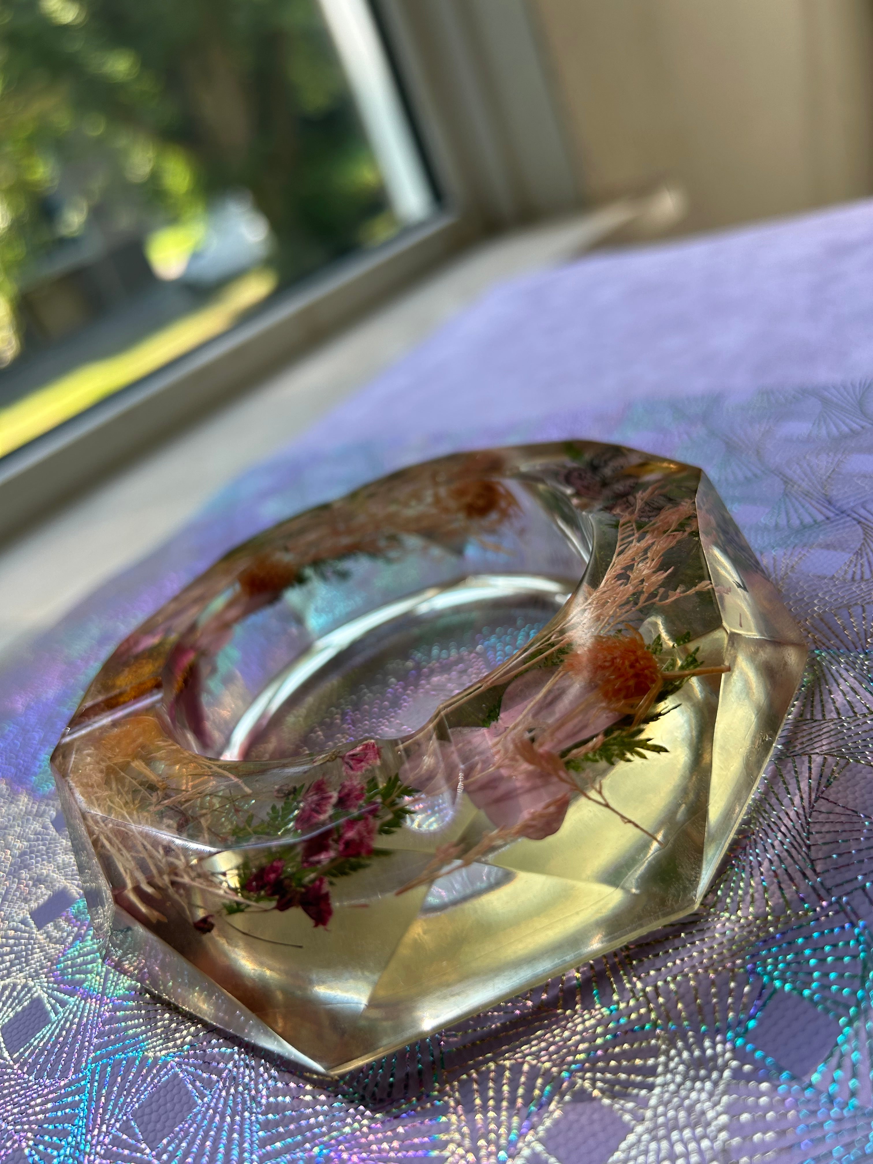 Peachy Floral Resin Ashtray (L)