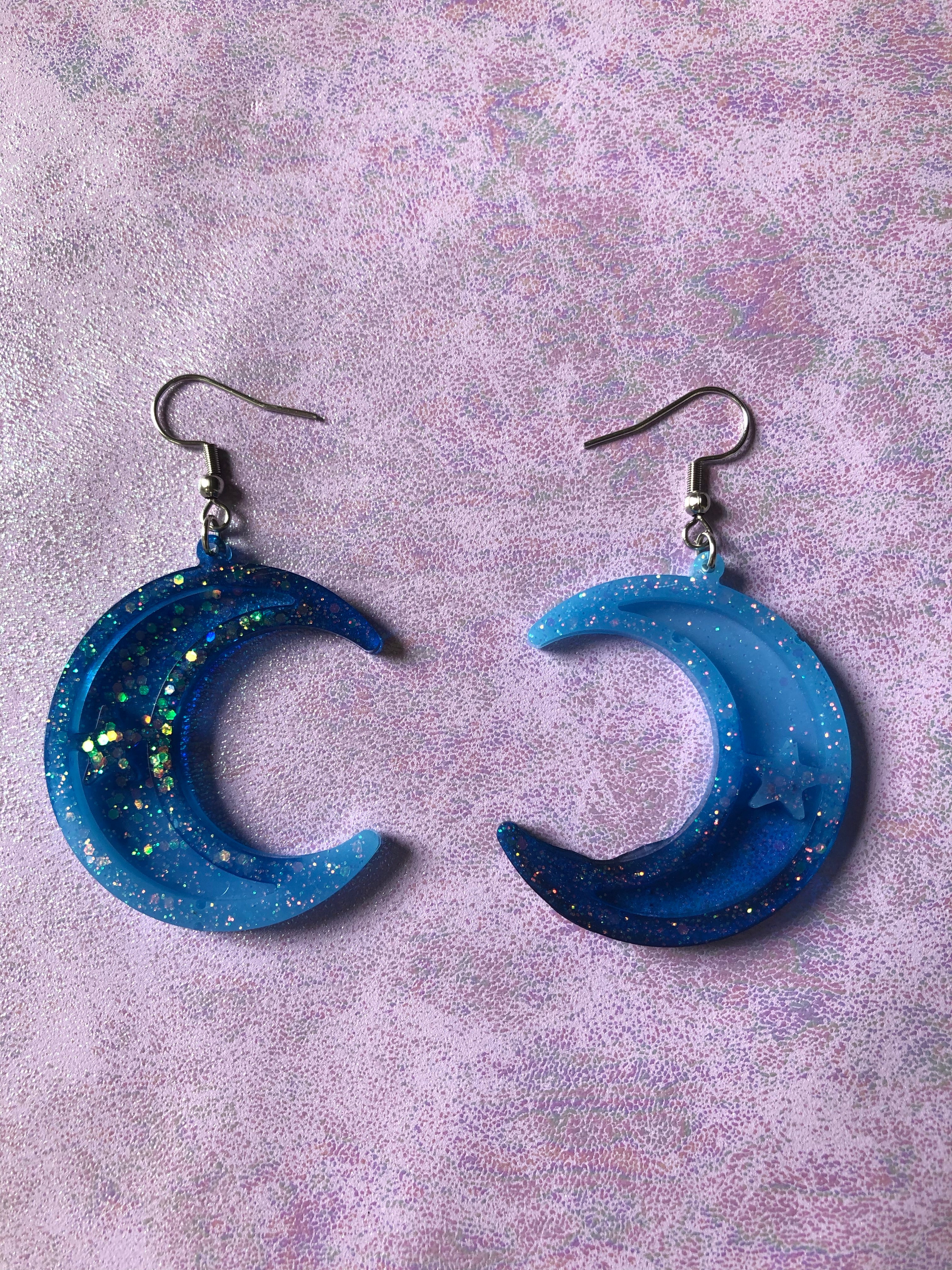 Ocean Eyes Moon Earrings #2