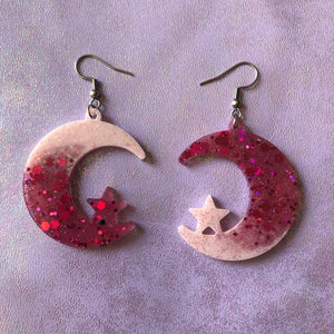 Strawberry Milkshake Moon Earrings #2
