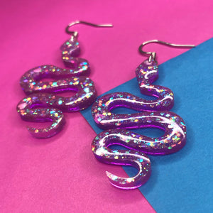 Purple Snake Resin Earrings